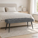 vidaXL Gombos varrású pad Sötétszürke 110 x 40 x 46 cm Bársony