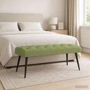 vidaXL Gombos varrású pad Világos zöld 110 x 40 x 46 cm Bársony