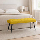 vidaXL Gombos varrású pad Sárga 110 x 40 x 46 cm Bársony