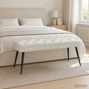 vidaXL Gombos varrású pad Krémszínű 110 x 40 x 46 cm Bársony