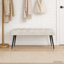 vidaXL Gombos varrású pad Krémszínű 110 x 40 x 46 cm Bársony