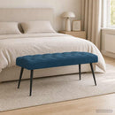 vidaXL Gombos varrású pad Kék 110 x 40 x 46 cm Bársony