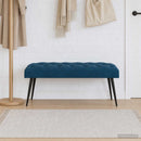 vidaXL Gombos varrású pad Kék 110 x 40 x 46 cm Bársony