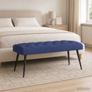 vidaXL Gombos varrású pad Rendőrségi kék 110 x 40 x 46 cm Bársony