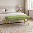 vidaXL Kéttagú pad Világos zöld 120 x 45 x 46 cm Bársony