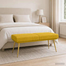 vidaXL Kéttagú pad Sárga 120 x 45 x 46 cm Bársony