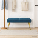 vidaXL Kéttagú pad Kék 120 x 45 x 46 cm Bársony