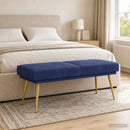 vidaXL Kéttagú pad Rendőrségi kék 120 x 45 x 46 cm Bársony