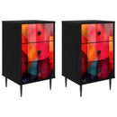 vidaXL Éjjeliszekrény HEESCH 2 db Fekete Tölgy 36 x 33 x 61 cm