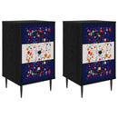 vidaXL Éjjeliszekrény MAINZ 2 db Fekete Tölgy 36 x 33 x 61 cm
