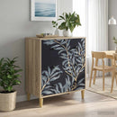 vidaXL Fiókos szekrény DOKKUM Kék páfrány mintázat 66 x 36,5 x 75 cm