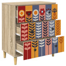vidaXL Fiókos szekrény ESSEN Napraforgó mintával 66 x 36,5 x 75 cm
