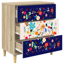 vidaXL Fiókos szekrény MAINZ Virágos minta 66 x 36,5 x 75 cm Sonoma