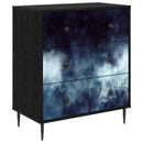 vidaXL Fiókos szekrény RAALTE Kék márvány mintás 66 x 36,5 x 76 cm