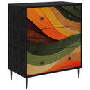 vidaXL Fiókos szekrény BONN Retro hullám nyomás 66 x 36,5 x 76 cm
