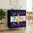 vidaXL Fiókos szekrény MAINZ Virágos minta 66 x 36,5 x 76 cm