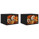 vidaXL Fali éjjeli szekrény GENNEP 2 db Fekete Tölgy 36 x 33 x 25 cm