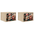 vidaXL Fali éjjeli szekrény BORNE 2 db Sonoma Tölgy 36 x 33 x 25 cm