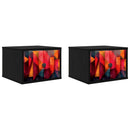 vidaXL Fali éjjeli szekrény HEESCH 2 db Fekete Tölgy 36 x 33 x 25 cm