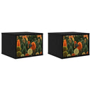 vidaXL Fali éjjeli szekrény ZAANDAM 2 db Fekete Tölgy 36 x 33 x 25 cm