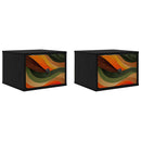 vidaXL Fali éjjeli szekrény BONN 2 db Fekete Tölgy 36 x 33 x 25 cm