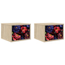 vidaXL Fali éjjeli szekrény KIEL 2 db Sonoma Tölgy 36 x 33 x 25 cm