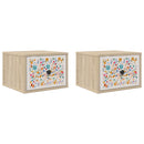 vidaXL Fali éjjeli szekrény MAINZ 2 db Sonoma Tölgy 36 x 33 x 25 cm