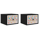 vidaXL Fali éjjeli szekrény MAINZ 2 db Fekete Tölgy 36 x 33 x 25 cm