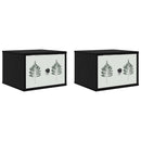 vidaXL Fali éjjeli szekrény HANAU 2 db Fekete Tölgy 36 x 33 x 25 cm