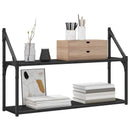 vidaXL Falpolc Falra szerelhető Fekete tölgy 80 x 21 x 51 cm fém PB