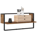 vidaXL Falpolc Falra szerelhető Antik fa 65 x 25 x 30 cm fém PB