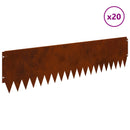 vidaXL Fűszegélyezés 20 pcs 103 x 25 cm Acél Rozsdás