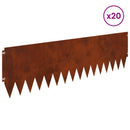 vidaXL Fűszegélyezés 20 pcs 103 x 30 cm Acél Rozsdás