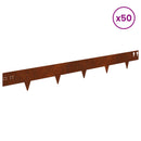 vidaXL Fűszegélyezés 50 pcs 100 x 12 cm Acél Rozsdás
