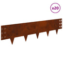 vidaXL Fűszegélyezés 20 pcs 100 x 25 cm Acél Rozsdás