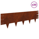 vidaXL Fűszegélyezés 30 pcs 100 x 30 cm Acél Rozsdás