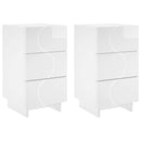 vidaXL Éjjeliszekrény 2 pcs Magasfényű Fehér 33,5 x 34,5 x 60 cm