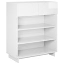 vidaXL Cipősszekrény 73 x 38 x 87,5 cm Szerelt fa Magasfényű Fehér