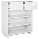 vidaXL Cipősszekrény 73 x 38 x 87,5 cm Szerelt fa Magasfényű Fehér