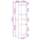 vidaXL Könyvszekrény 3 szintes 30 x 30 x 111 cm Szerelt Fa