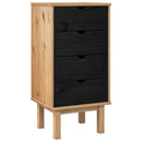 vidaXL Fiókos szekrény OTTA Fekete 45 x 39 x 90 cm Tömör Fenyőfa