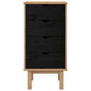 vidaXL Fiókos szekrény OTTA Fekete 45 x 39 x 90 cm Tömör Fenyőfa