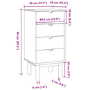 vidaXL Fiókos szekrény OTTA Fekete 45 x 39 x 90 cm Tömör Fenyőfa