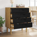 vidaXL Fiókos szekrény OTTA Fekete 76,5 x 39,5 x 90 cm Tömör Fenyőfa