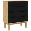 vidaXL Fiókos szekrény OTTA Fekete 76,5 x 39,5 x 90 cm Tömör Fenyőfa