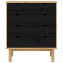 vidaXL Fiókos szekrény OTTA Fekete 76,5 x 39,5 x 90 cm Tömör Fenyőfa