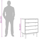 vidaXL Fiókos szekrény OTTA Fekete 76,5 x 39,5 x 90 cm Tömör Fenyőfa