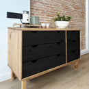 vidaXL Fiókos szekrény OTTA Fekete 111 x 43 x 73,5 cm Tömör Fenyőfa
