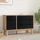 vidaXL Fiókos szekrény OTTA Fekete 111 x 43 x 73,5 cm Tömör Fenyőfa