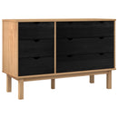 vidaXL Fiókos szekrény OTTA Fekete 111 x 43 x 73,5 cm Tömör Fenyőfa